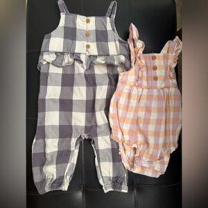 Plaid Baby Romper Set